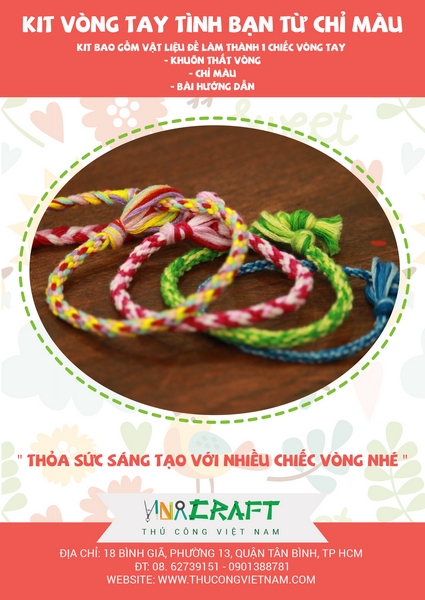 Bộ kit vòng tay tình bạn từ chỉ màu